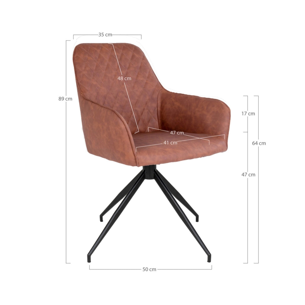 Sedia Harbo, Marrone, Similpelle, 62x56x89 cm