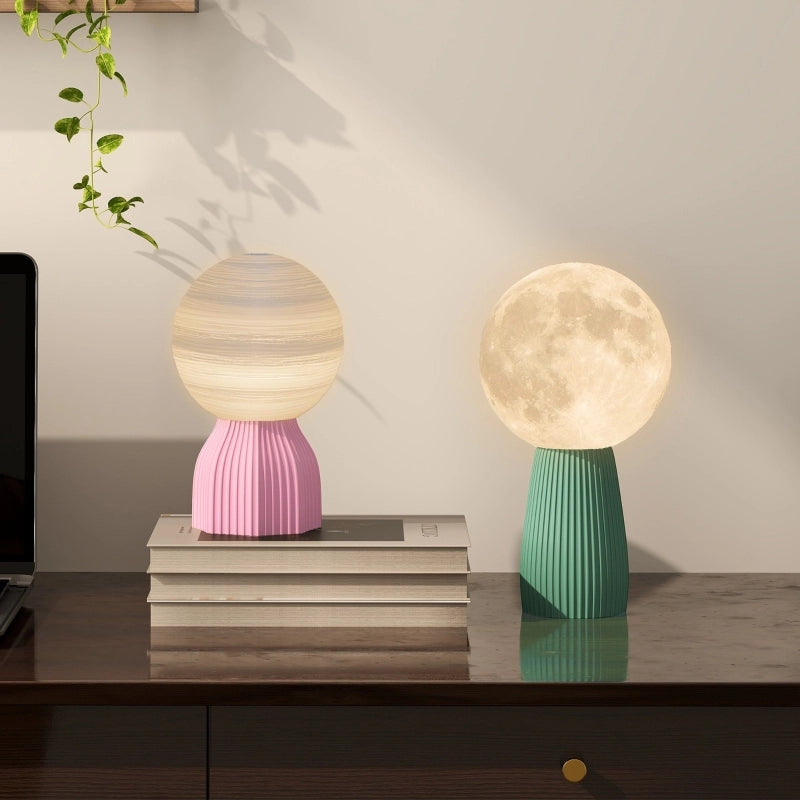 Set di lampade da tavolo dal design planetario, 3 colori, USB, plastica, bianco