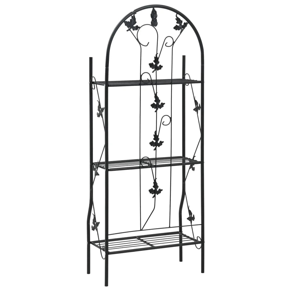 Portavasi/fioriera a 3 ripiani 52 x 28 x 128 cm ferro nero 02_0045239