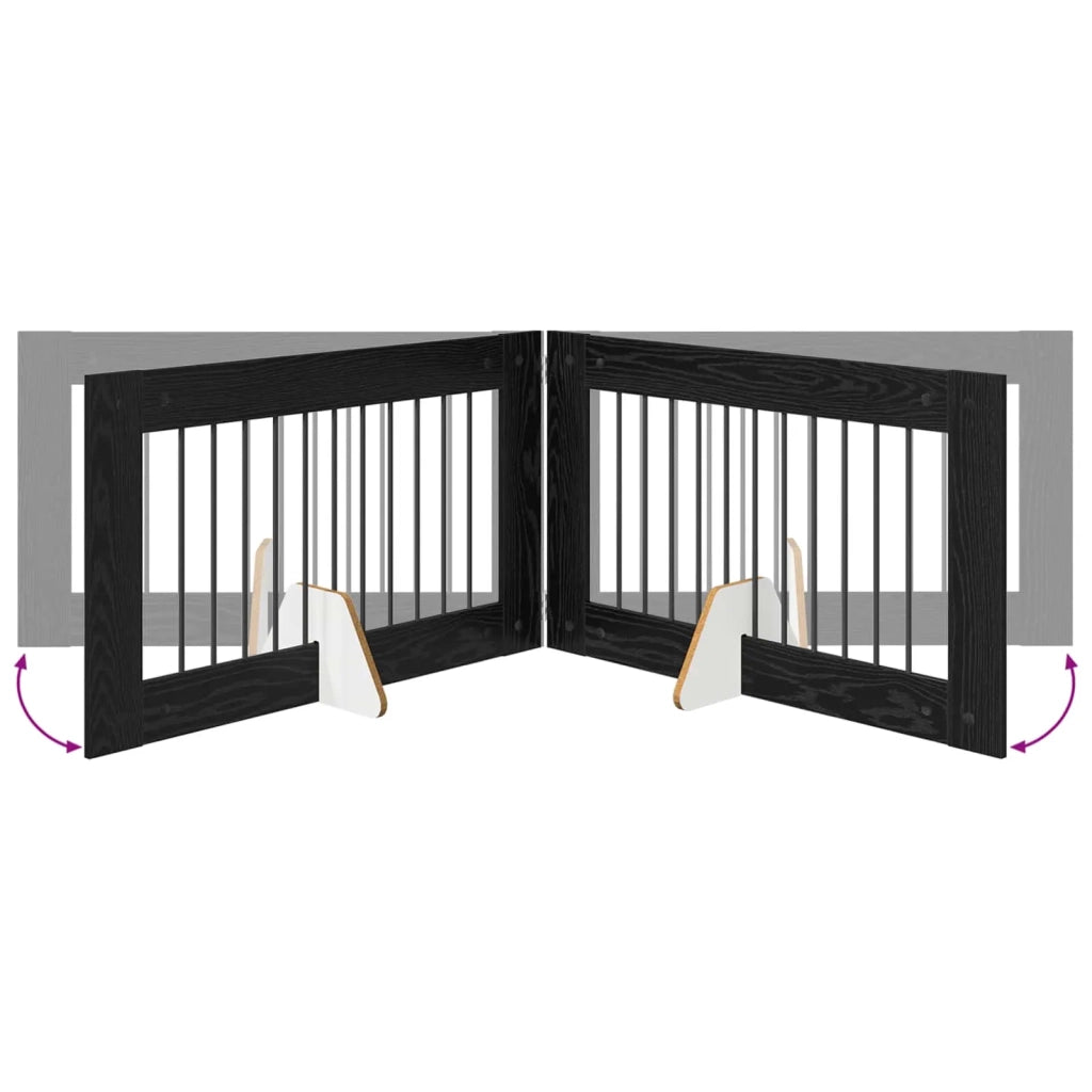 Cancello per cani con supporti 2 pz Rovere Nero 100 x 60 cm CFW9668941