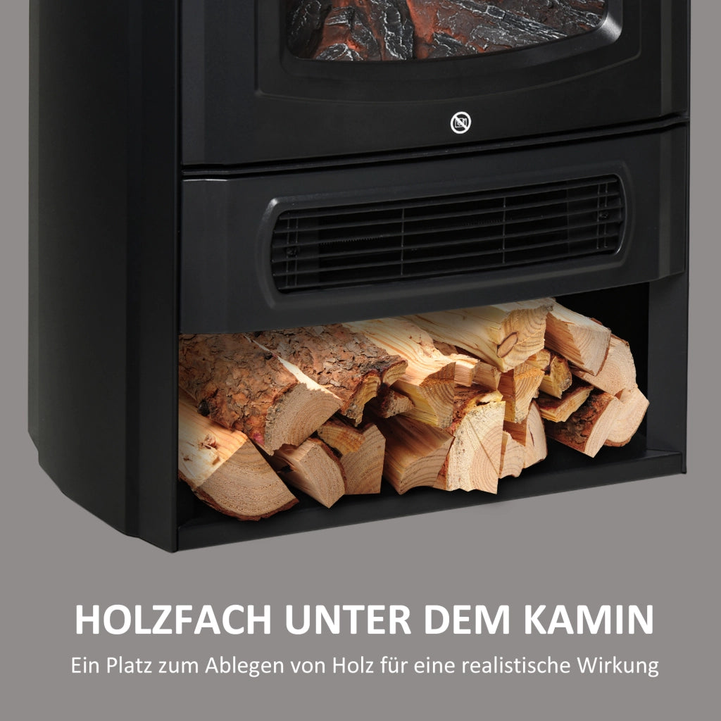 CAMINO ELETTRICO freestanding 44,5x32,1x74 cm nero vetro e metallo