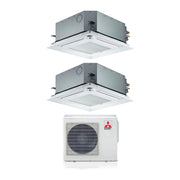 Climatizzatore Condizionatore Mitsubishi Electric Dual Split Inverter a Cassetta 60x60 SLZ-M 9+12 con MXZ-2F53VF R-32 Wi-Fi Optional 9000+12000