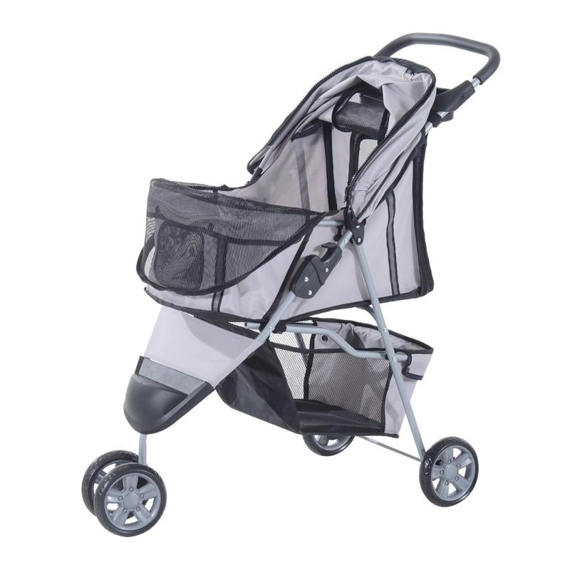 PASSEGGINO PER CANI CARRELLO PER ANIMALI DOMESTICI, GRIGIO, 75 X 45 X 97CM