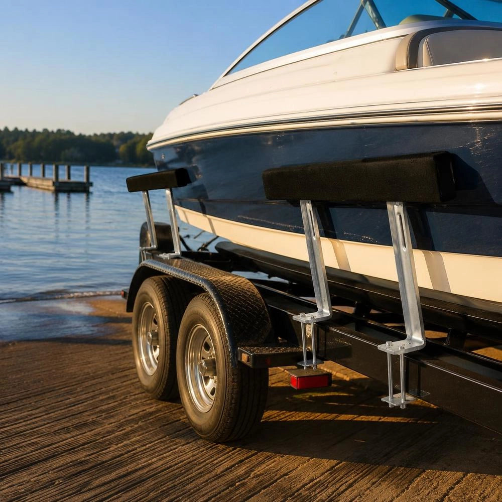 Boat Trailer Guide, 122 Cm, 2 Pcs. Stainless Steel Trailer Guide, Trailer Guide With Carpet-padded Boards, Incl. Mounting Parts, For Ski Boat, Fishing Boat Or Sailboat Trailer