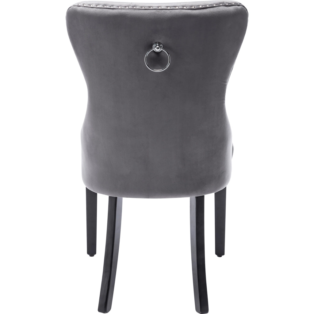 Sedie da Pranzo in Velluto con Gambe in Legno ¨C MINIMAL ¨C Grigio, Set 2 Pezzi