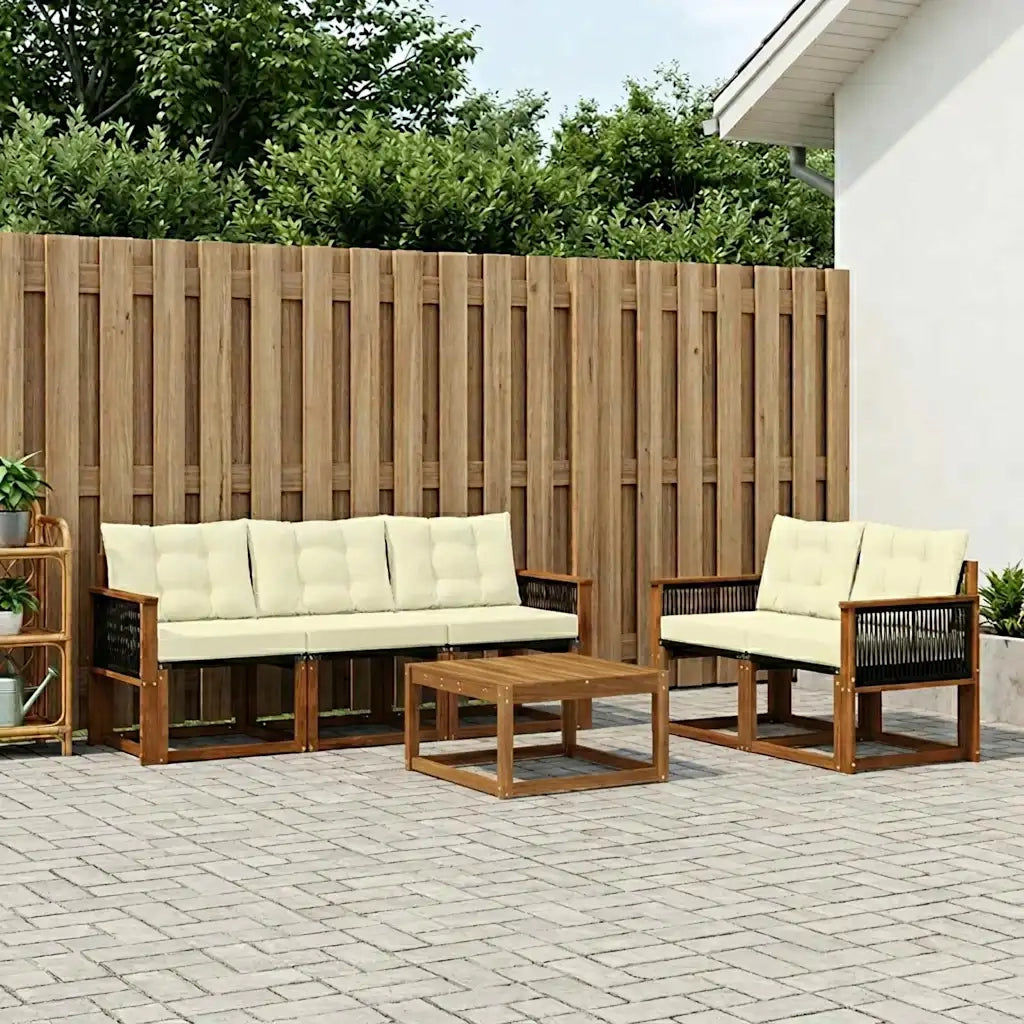 Set di divani da esterno con cuscino 6 pcs Naturale e Crema 3381774