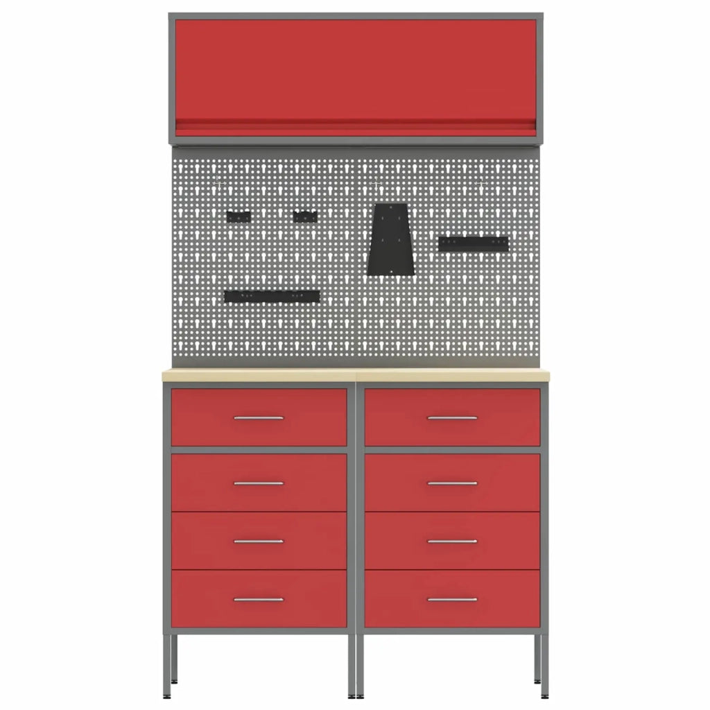 Set di mobili da lavoro con cassetto 5 pcs Rosso 3321423
