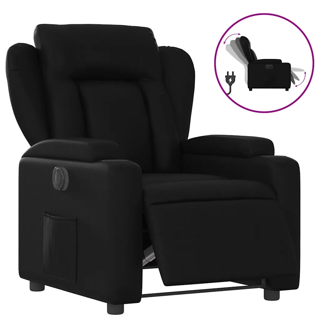 Divano Sedia-Poltrona Reclinabile Elettrica Nera in Similpelle 647102