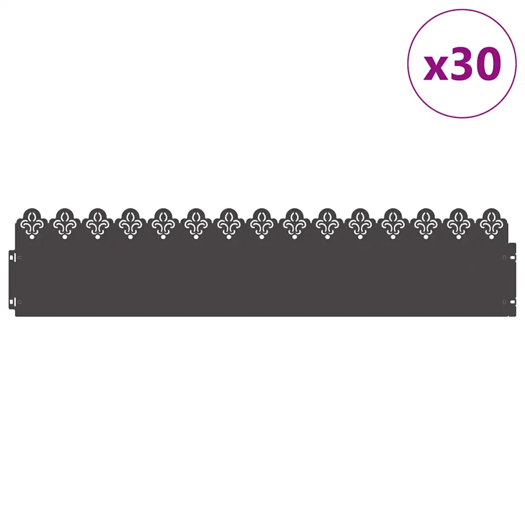 Bordure per prato 30 pcs Nero 103 x 0,05 x 22 cm Acciaio