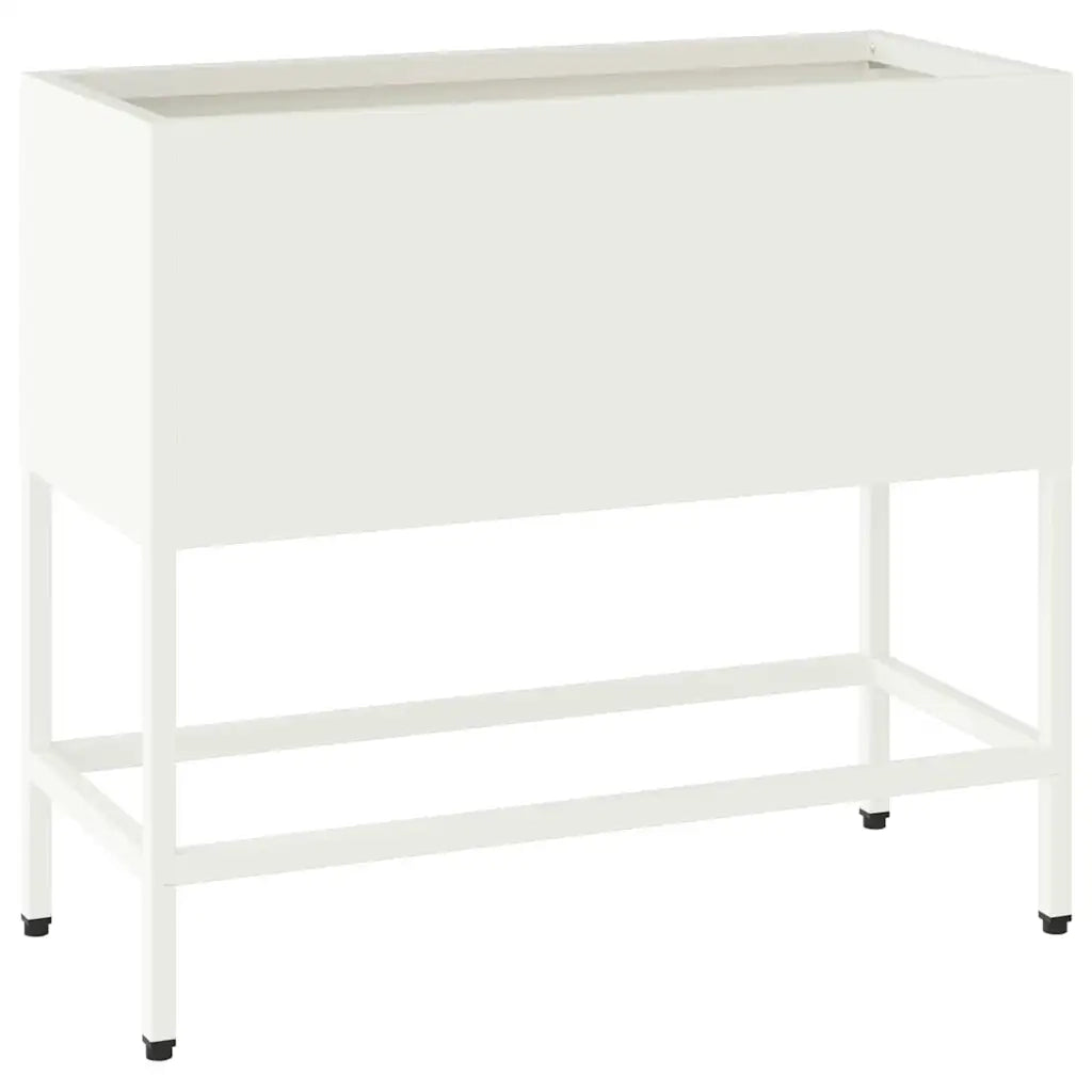 Vaso da giardino-Fioriera Esterno-Contenitore per Piante Rialzato Bianco 60 x 26 x 45 cm Acciaio