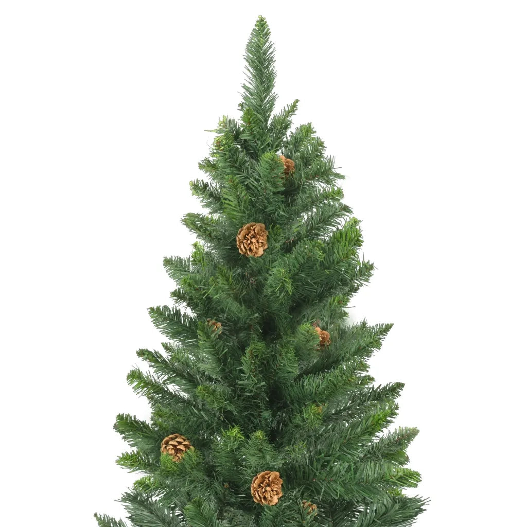 Albero di Natale Preilluminato con Pigne Verde 210 cm 3077745