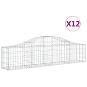 Cestini gabbioni recinzione a gabbia muro di contenimento ad arco 1 set da 2 200 x 30 x 40/60 cm ferro zincato argento 02_0040522