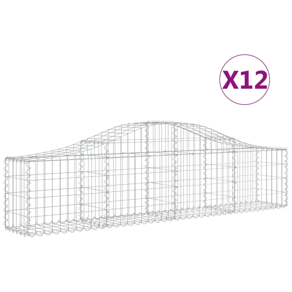 Cestini gabbioni recinzione a gabbia muro di contenimento ad arco 1 set da 2 200 x 30 x 40/60 cm ferro zincato argento 02_0040522