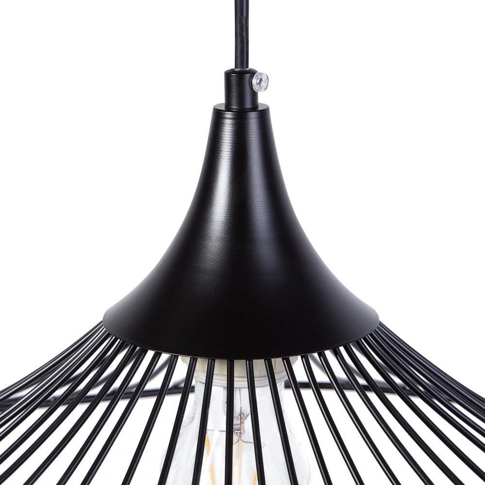 Lampada Color Nero con Paralume metallo in Filo Design Industriale
