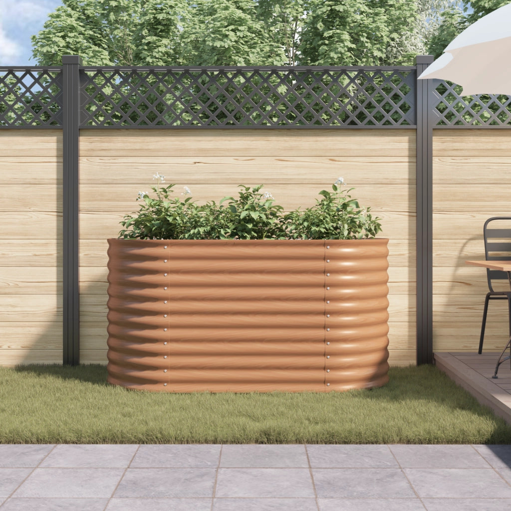 Giardino Rialzato Marrone con Effetto Legno 160x80x81 cm in Acciaio