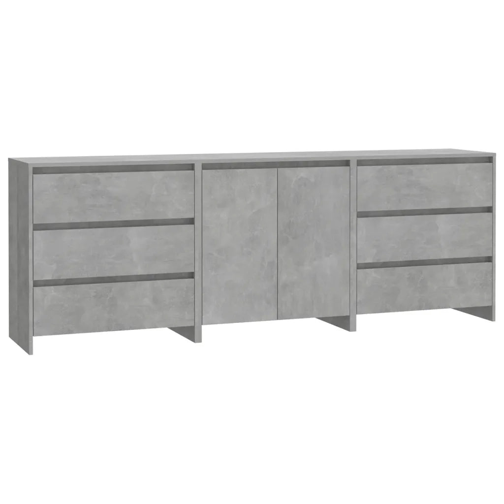 Credenze 3 pz Grigio Cemento in Legno Multistrato cod mxl 60972