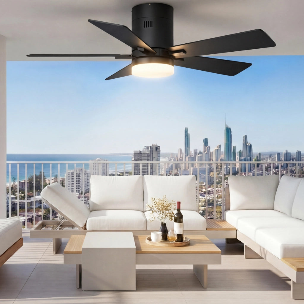 Ventilatore da soffitto nero DC 106;6 cm con luce LED 3000‑6500K; 6 velocità; telecomando; silenzioso per soggiorno camera da letto