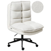 Sedia da scrivania per ufficio Rivestimento in Boucle  bianco Regolazione dell'altezza del sedile Imbottitura girevole reclinabile
