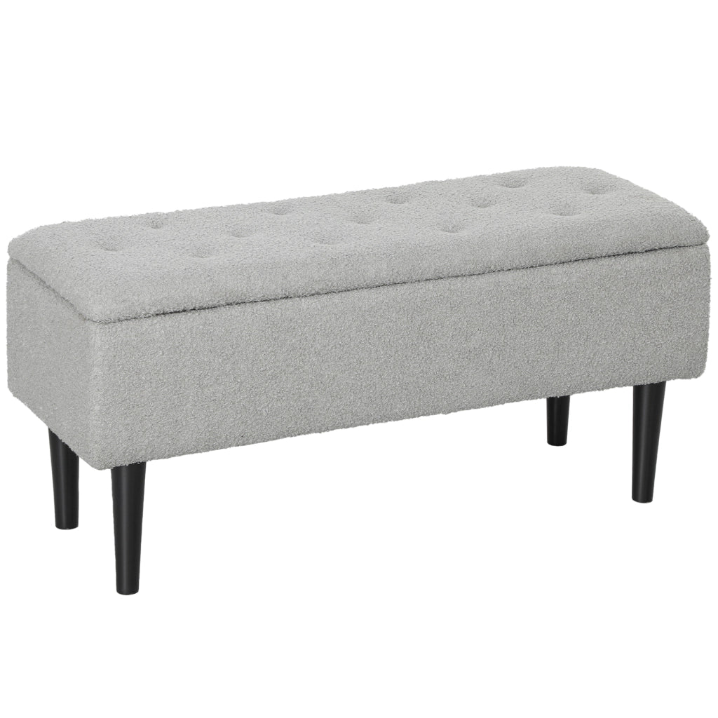 Panca imbottita con contenitore ¨C zephmum ¨C 95x38x45cm, grigio, velluto
