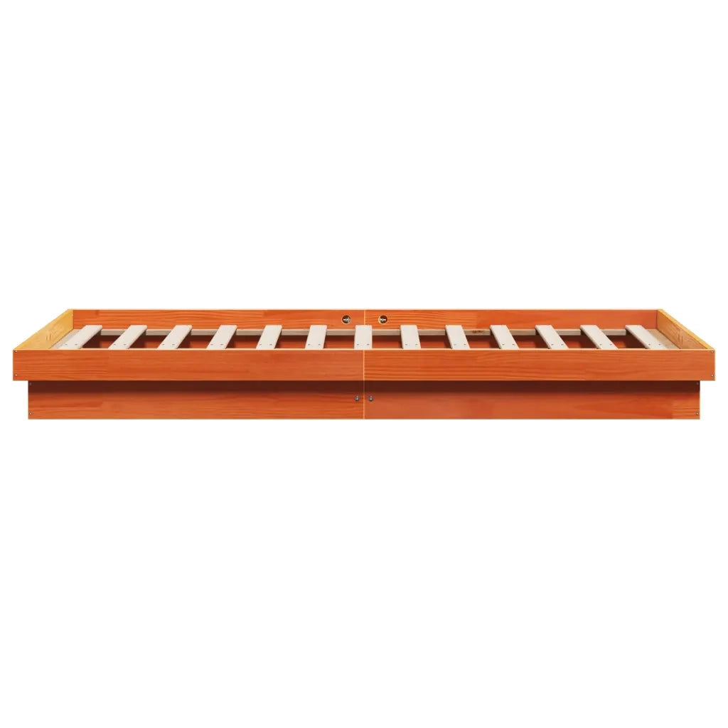 Letto matrimoniale | Letto per adulti | Giroletto LED Marrone Cera 200x200 cm in Legno Massello di Pino