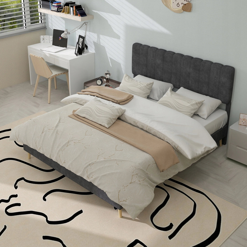 Letto imbottito 140x200 grigio con telaio sollevabile - Xylo