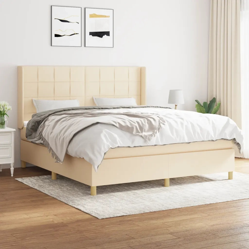 Giroletto a Molle con Materasso Crema 180x200 cm in Tessuto 3132014