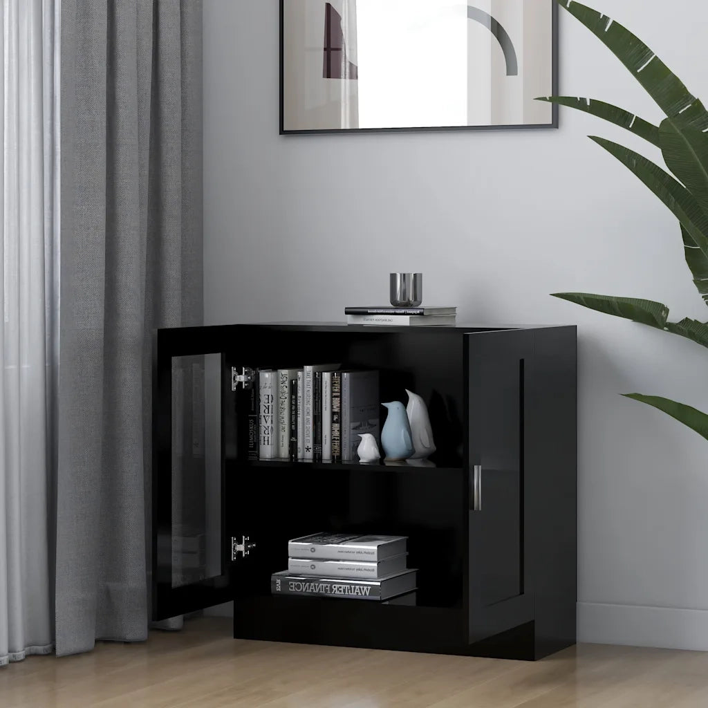 Armadietto con Vetrina Nero 82,5x30,5x80 cm Legno Multistrato 802742