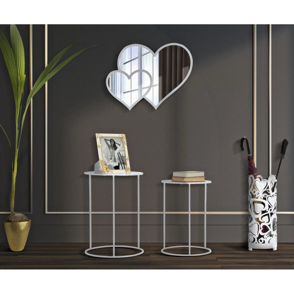 Set di Tavolini VKH556, Bianco, Metallo, 43x43x60 cm