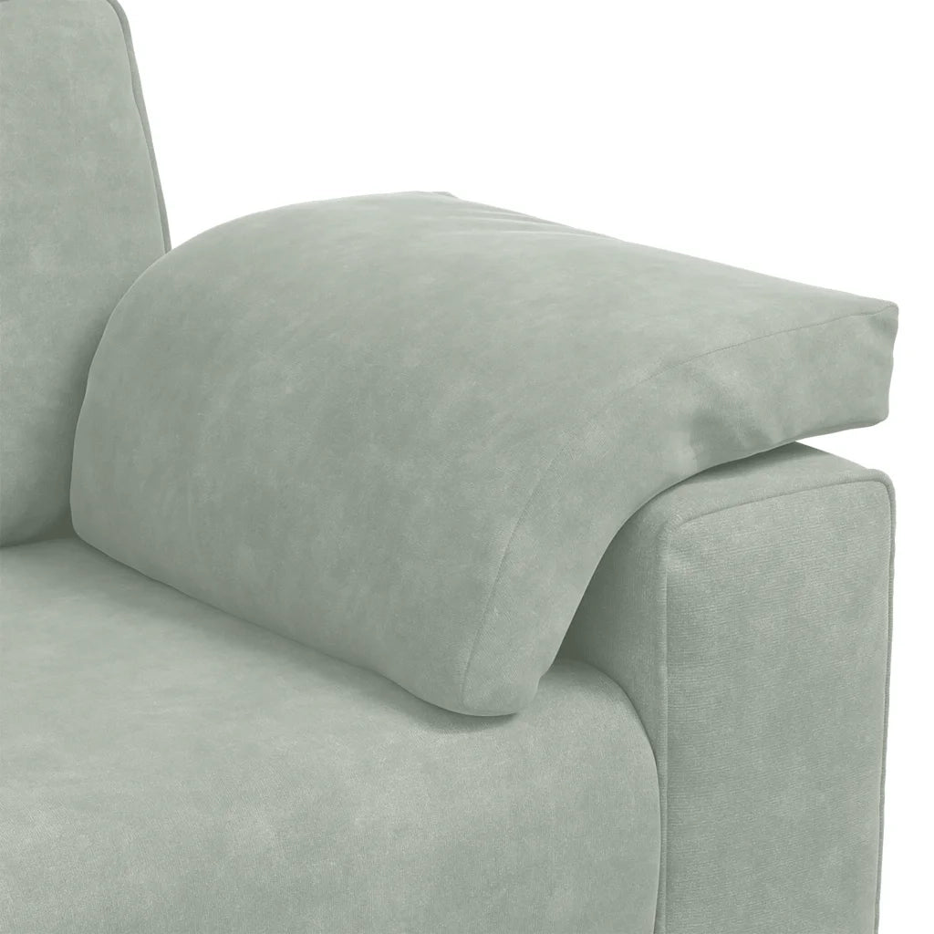 Set di Divani 3 pz con Cuscini Grigio Chiaro in Velluto