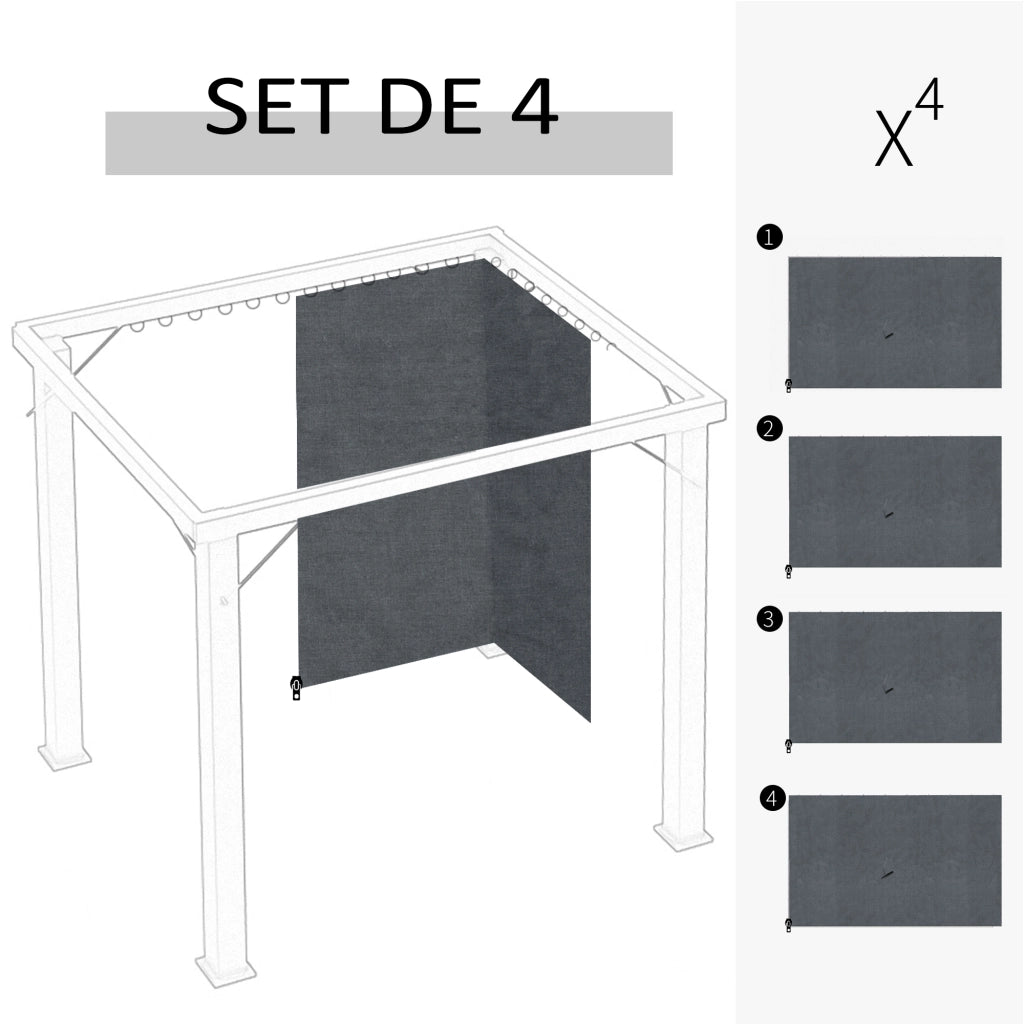 Pavillon da giardino 4 paroi rigido protezione pioggia vento sole ¨C zephmum ¨C grigio 300x300 cm