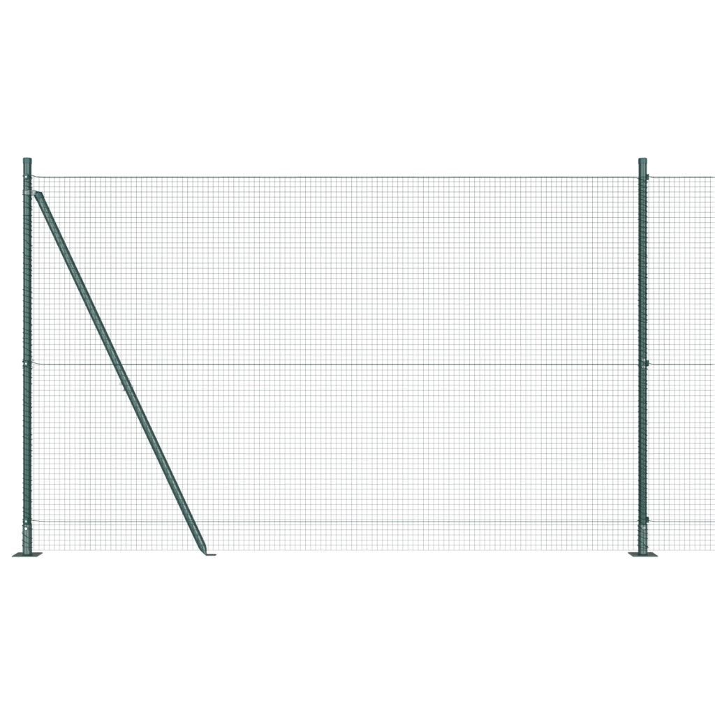 Recinzione in Rete Saldatura con 13 Pali Flangiati Verde 1.4x25 m Acciaio