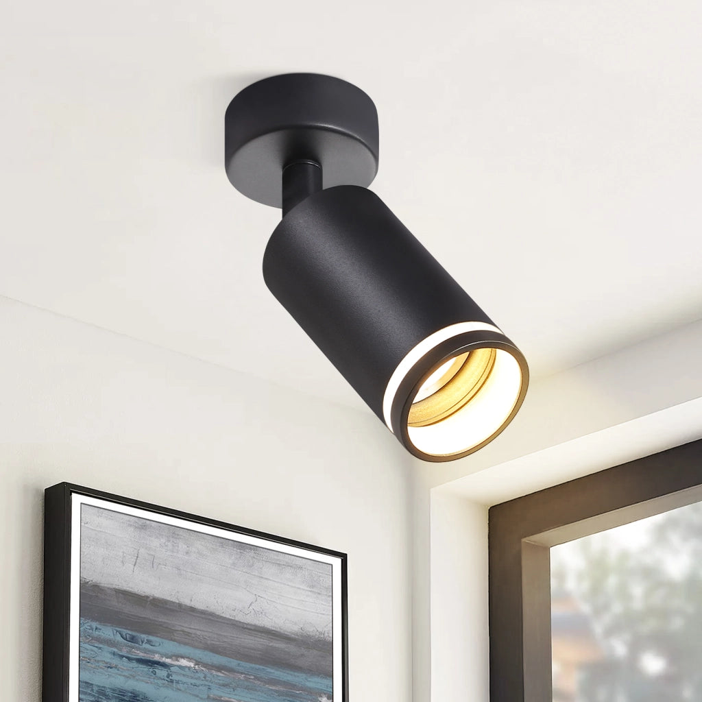 ZMH Faretto da soffitto nero 1 lampadina Plafoniera moderna GU10 faretti orientabili interno metallo