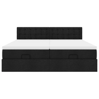 Struttura Letto Pouf con Materassi Nero 200x200 cm in Tessuto