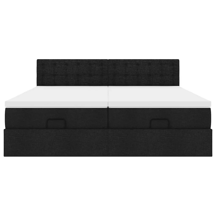 Struttura Letto Pouf con Materassi Nero 200x200 cm in Tessuto