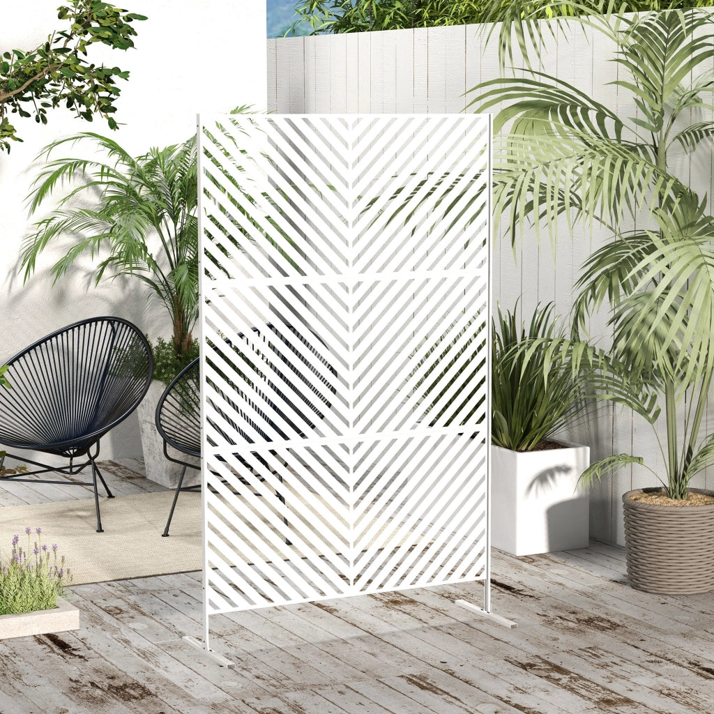 Separatore ambienti esterno 3 pezzi triangoli ¨C zephmum ¨C bianco acciaio 122x45x198 cm