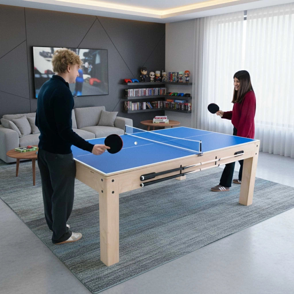 Tavolo Multi Gioco 7-in-1 7ft (213 cm) Beige con 2 Panche Contenitore