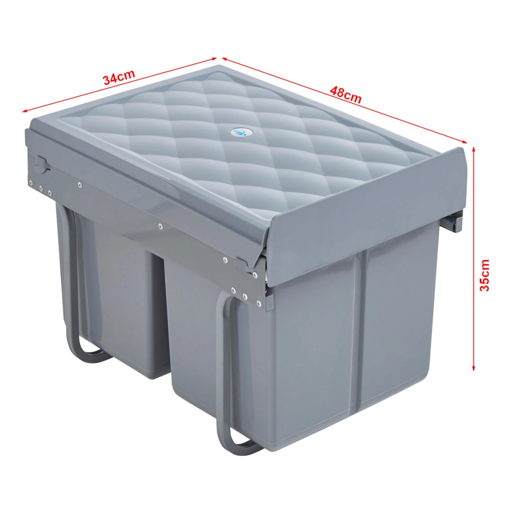 Pattumiera Estraibile Froland con 2 Bidoni Sotto Lavello 2x 15 L Grigio [en.casa]
