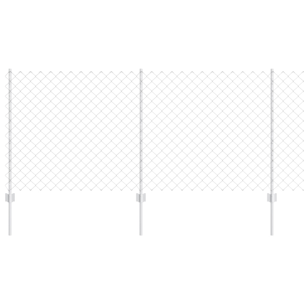 Recinzione a catena con 20 post in argento 1x10 m acciaio