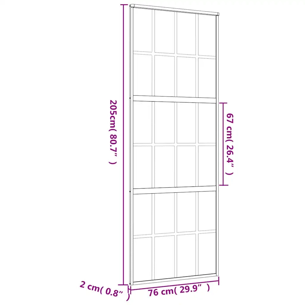 Porta Scorrevole Dorata 76x205 Vetro Trasparente ESG Alluminio 155172