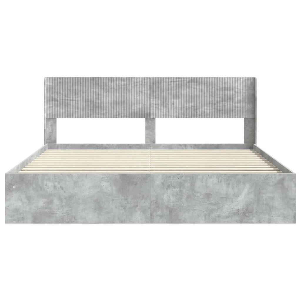 Struttura del letto con stoccaggio e testata Grigio Cemento