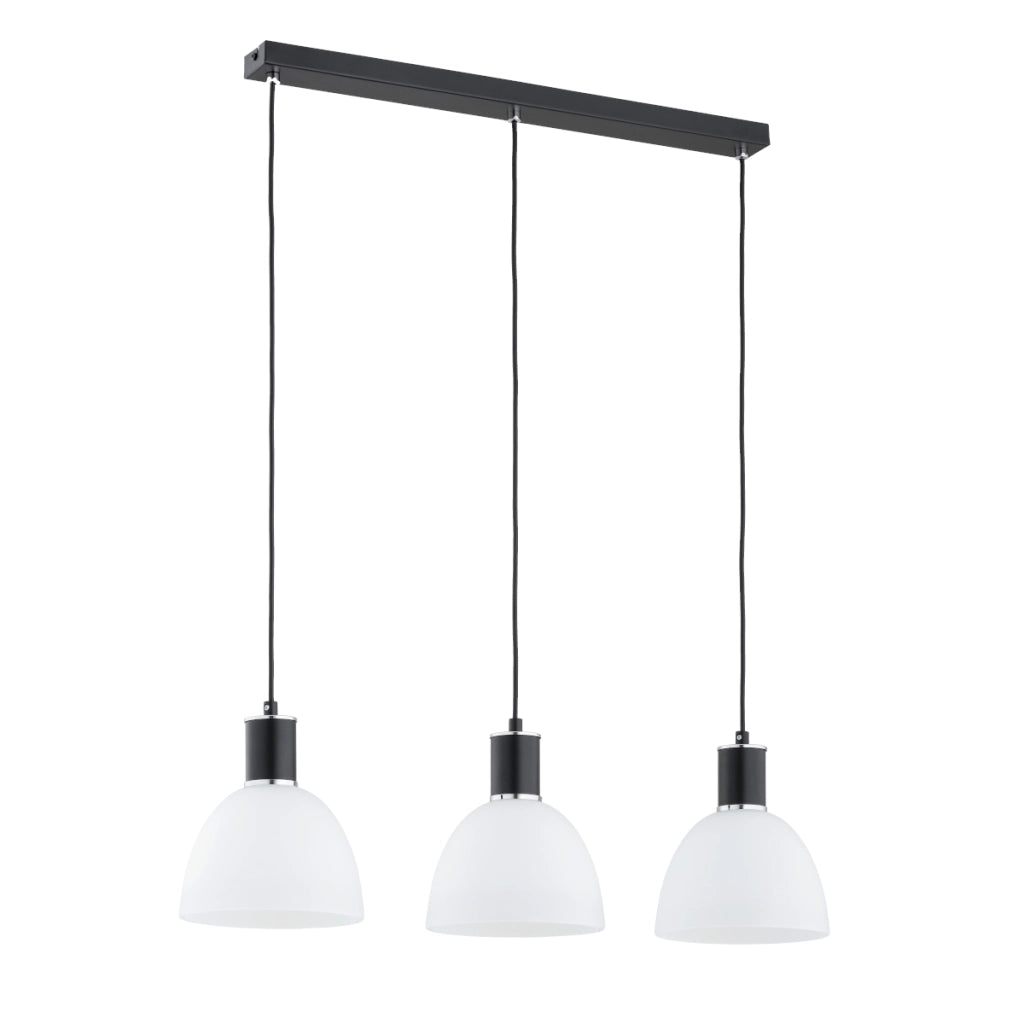Lampada a sospensione nera barra 3 luci E27 SANBRI Alfa