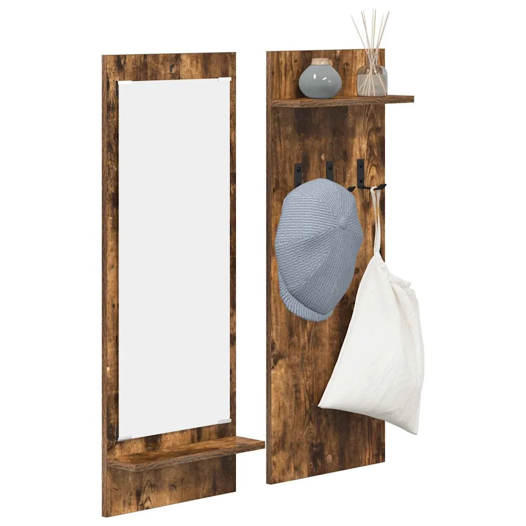 Appendiabiti a muro con lo scaffale Rovere fumé 70 x 10 x 90 cm 874527