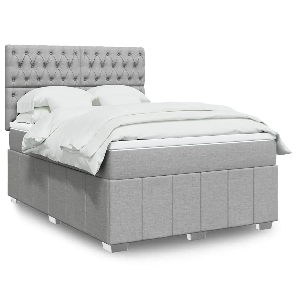 Giroletto a Molle con Materasso Grigio Chiaro 140x200cm Tessuto