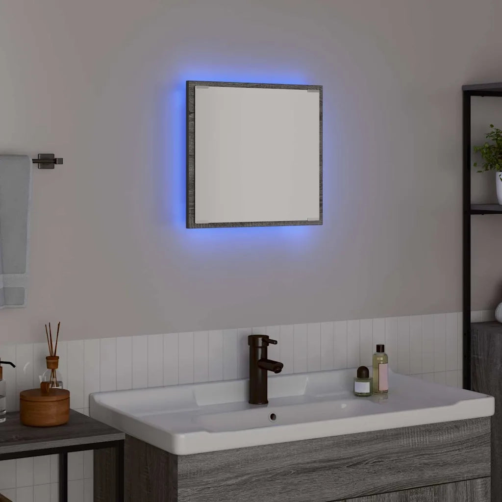 Specchio da bagno LED Grigio Sonoma 40 x 37 x 8.5 cm 822926
