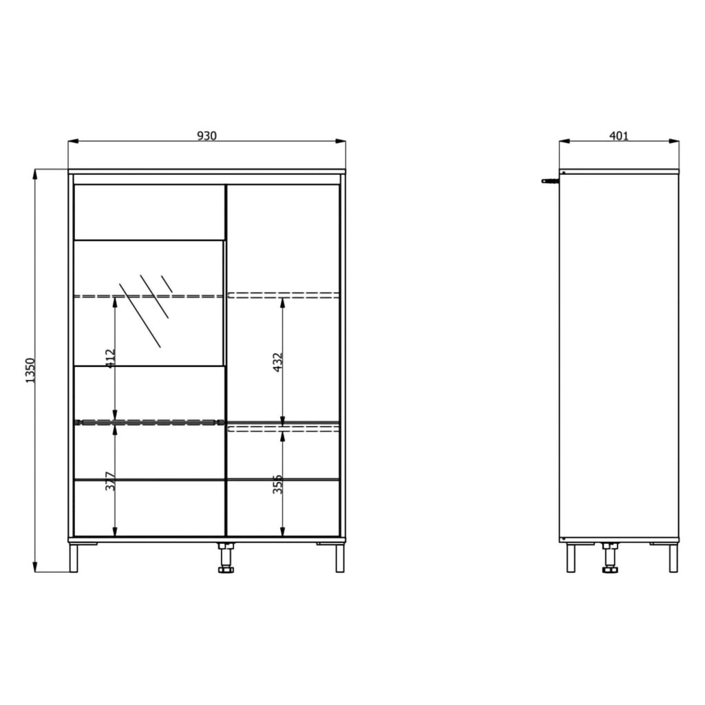 Madia Vignate, Credenza 4 Ripiani, 93x40x135h cm Marrone Rovere Nodi