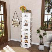 Scarpiera Girevole 360¡ã a Torre ¨C MINIMAL ¨C 8 Ripiani, 32 Paia, Bianco