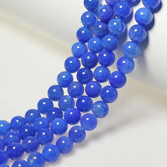 Kralen 8mm 43 pezzi - Piatte per gioielli - Pietre semi-preziose naturali - Disegno drago blu - Per la creazione di gioielli - Liscio e lucidato
