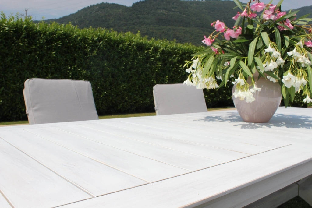 Tavolo Bali 150/200x90x75 h cm in Legno di Acacia Bianco