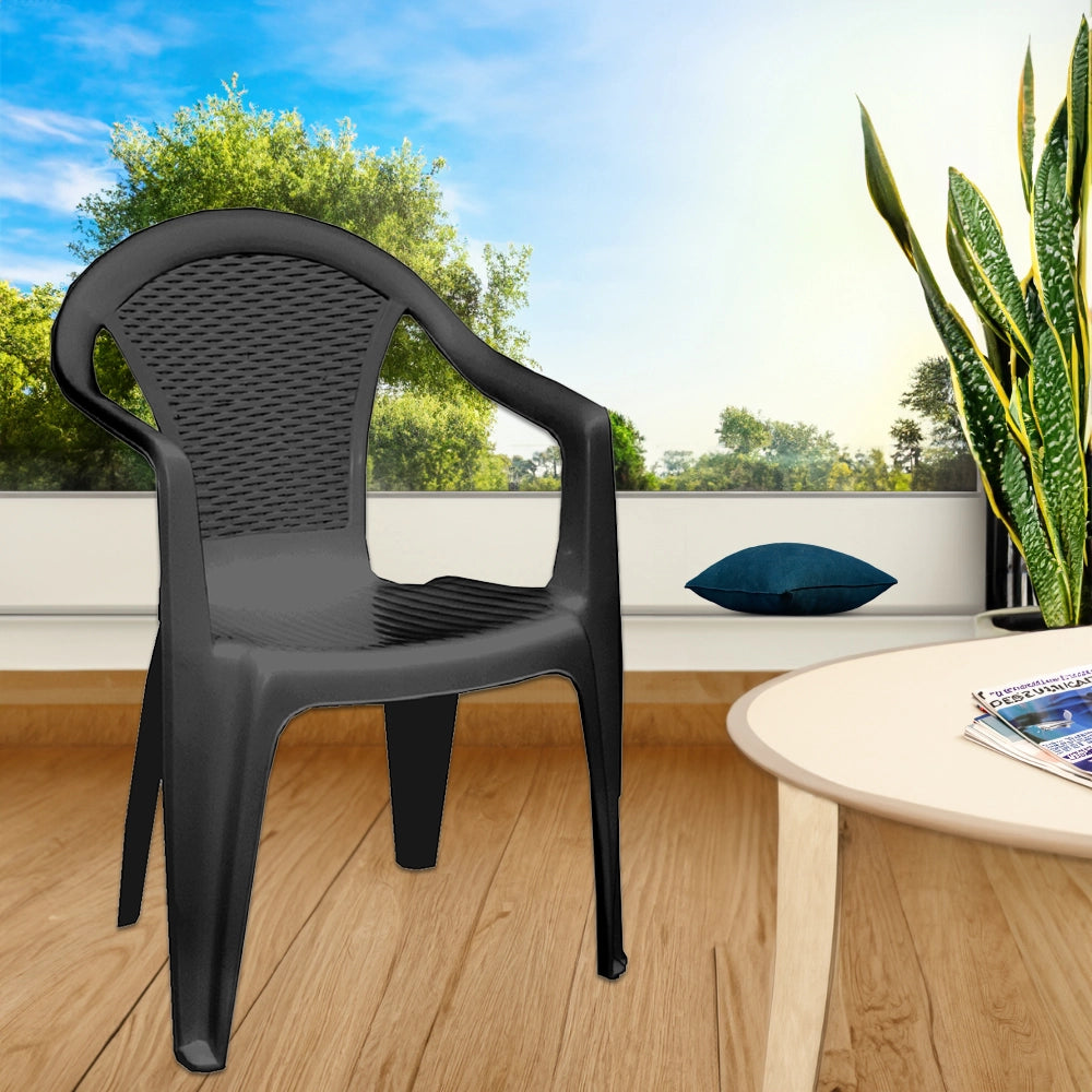 SET 4 SEDIE DA GIARDINO KORA IN POLIPROPILENE COLORE MOKA 55 X 54 X 82 CM