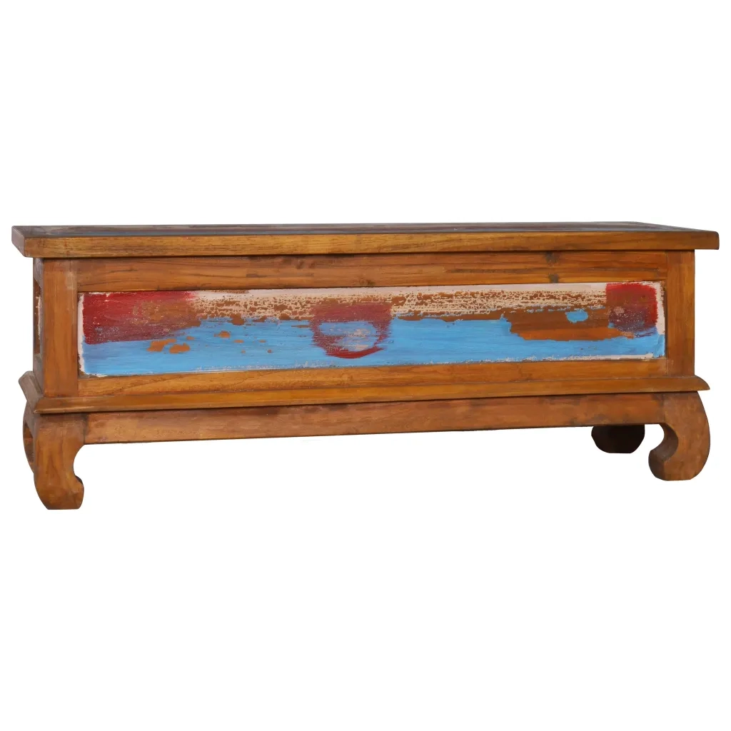 Mobile Porta TV 110x35x40 cm in Legno di Recupero di Teak 289059